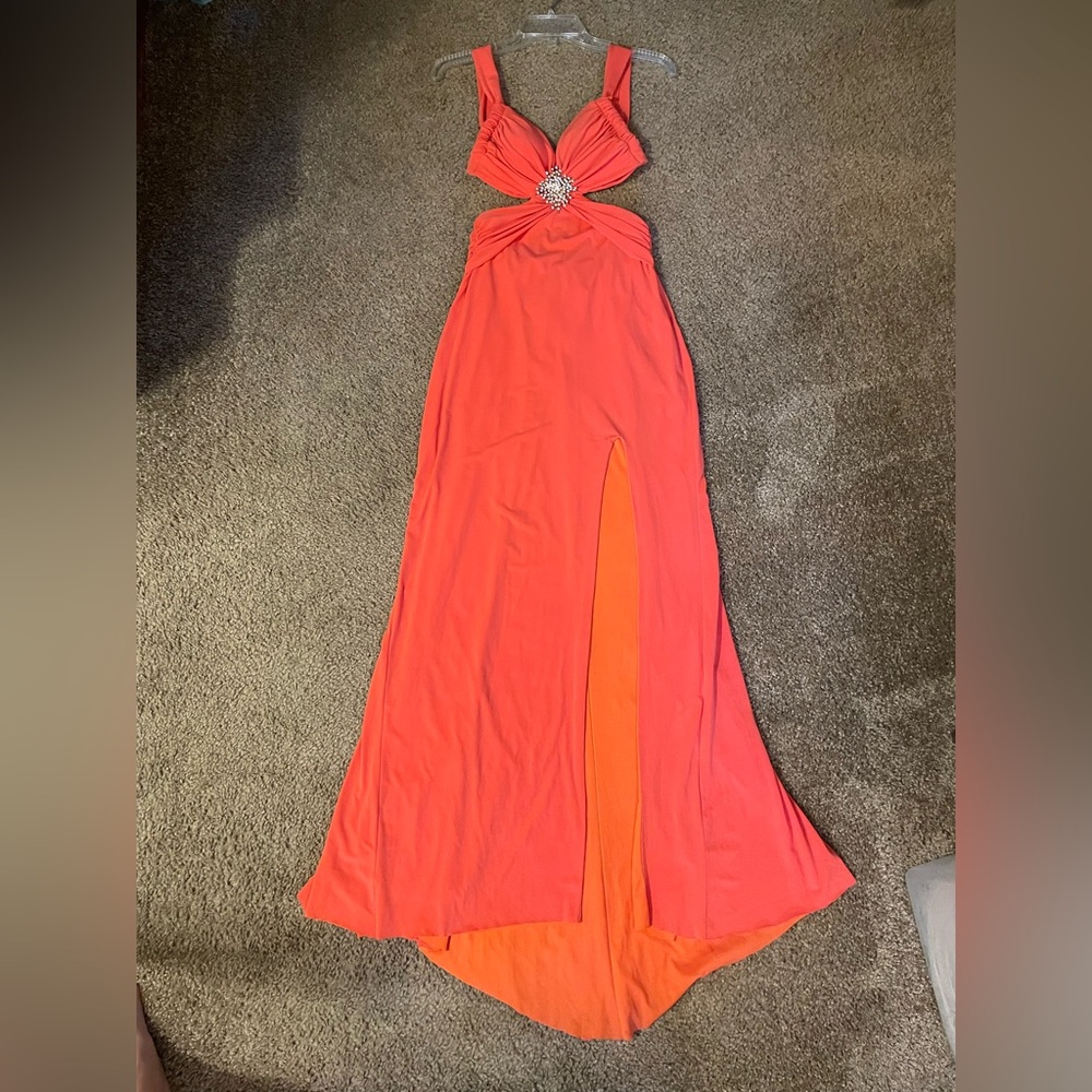 Vintage Y2K Cache Orange Gown with Jewel Accent